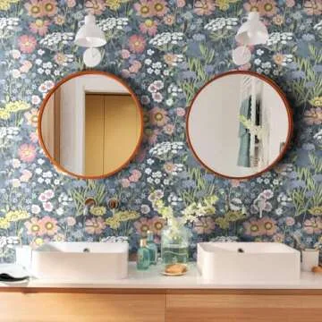 Orainege Vintage Floral Wallpaper Peel and Stick Wallpaper Floral Contact Paper 17.7in x118.1in Boho Flower Contact Paper Daisy Self Adhesive Removable Wallpaper for Bedroom Decorative Wall Paper