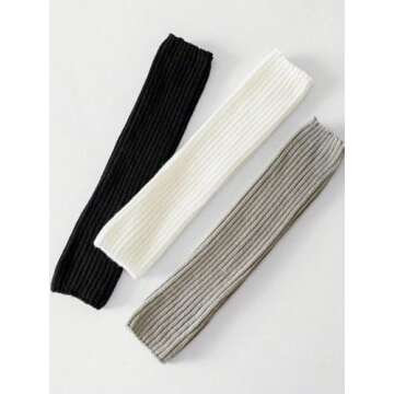 SHENHE Women's 3 Pairs Leg Warmers Knitted Cute Sports Dance Y2k Leg Warmers Socks Black White Grey ...
