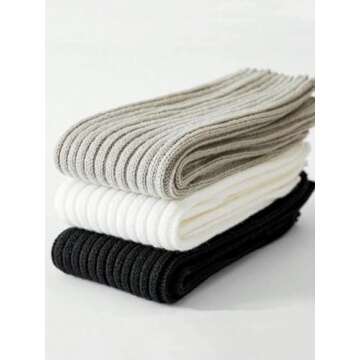 SHENHE Women's 3 Pairs Leg Warmers Knitted Cute Sports Dance Y2k Leg Warmers Socks Black White Grey One-Size