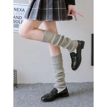 SHENHE Women's 3 Pairs Leg Warmers Knitted Cute Sports Dance Y2k Leg Warmers Socks Black White Grey One-Size