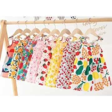 Toddler Girl Summer Cotton Dress Age 1 to 6 Cute Floral Fruity Colorful Print (US, Age, 5 Years, 6 Y...