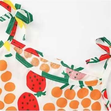 Toddler Girl Summer Cotton Dress Age 1 to 6 Cute Floral Fruity Colorful Print (US, Age, 5 Years, 6 Years, Fruity)