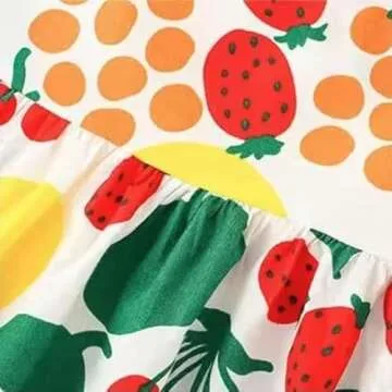 Toddler Girl Summer Cotton Dress Age 1 to 6 Cute Floral Fruity Colorful Print (US, Age, 5 Years, 6 Years, Fruity)