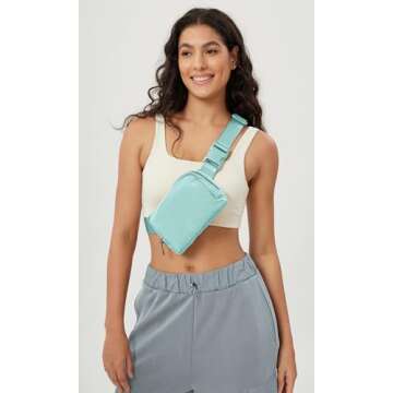 ODODOS Unisex Mini Belt Bag with Adjustable Strap Small Fanny Pack for Workout Running Traveling Hiking, Icing Blue