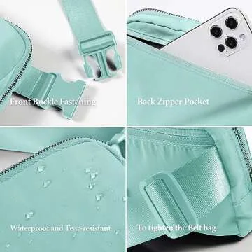 ODODOS Unisex Mini Belt Bag with Adjustable Strap Small Fanny Pack for Workout Running Traveling Hiking, Icing Blue