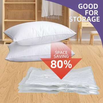 Vacuum Storage Bags,8 Pack (2 Jumbo, 2 Large, 2 Medium, 2 Small) 80% More Space Saver Sealer Bags for Comforters Clothing Blankets with Travel & Home Hand Pump
