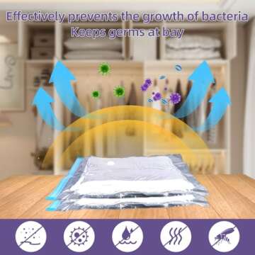 Vacuum Storage Bags,8 Pack (2 Jumbo, 2 Large, 2 Medium, 2 Small) 80% More Space Saver Sealer Bags for Comforters Clothing Blankets with Travel & Home Hand Pump
