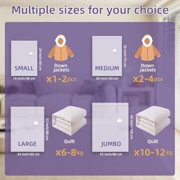 Vacuum Storage Bags,8 Pack (2 Jumbo, 2 Large, 2 Medium, 2 Small) 80% More Space Saver Sealer Bags for Comforters Clothing Blankets with Travel & Home Hand Pump