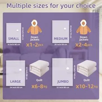 Vacuum Storage Bags,8 Pack (2 Jumbo, 2 Large, 2 Medium, 2 Small) 80% More Space Saver Sealer Bags for Comforters Clothing Blankets with Travel & Home Hand Pump