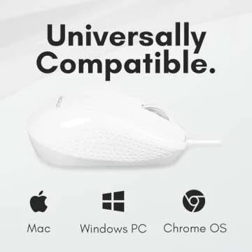 Macally USB Wired Mouse with 3 Button, Scroll Wheel, & 5 Foot Long Cord, USB Mouse for Laptop and Desktop, Computer Mouse Wired Compatible with Apple Macbook, iMac, Mac Mini, Windows PC, & Chromebook