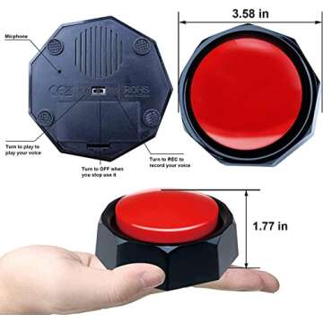 BOSKEY Set of 4 Dog Buttons, Dog Buttons for Communication, Dog Speaking Buttons, Recordable Buttons, Dog Touch Buttons， 25 Training Stickers, Teach Your Dog to Talk!