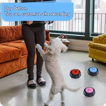 BOSKEY Set of 4 Dog Buttons, Dog Buttons for Communication, Dog Speaking Buttons, Recordable Buttons, Dog Touch Buttons， 25 Training Stickers, Teach Your Dog to Talk!
