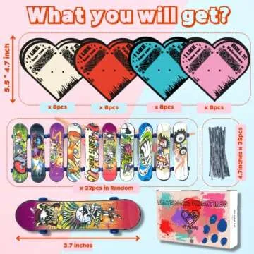VTYEPOU Valentines Gifts Cards for Kids - 32 pack Finger Skateboard Toys Valentines Day Exchange Car...