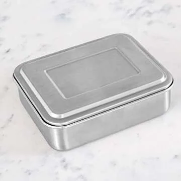 WeeSprout 18/8 Stainless Steel Bento Box (Compact Lunch Box) - 3 Compartment Metal Lunch Containers, for Kids & Adults, Bonus Dip Container, Fits in Lunch Bag & Backpack