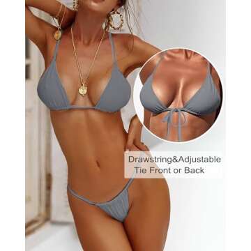 Sexy XUNYU Thong Bikini Sets - Adjustable Two Piece Swimsuit