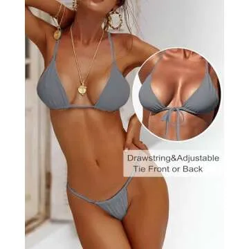 Sexy XUNYU Thong Bikini Sets - Adjustable Two Piece Swimsuit
