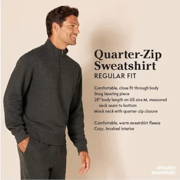 Men's Black Quarter-Zip Fleece Sweatshirt - X-Small