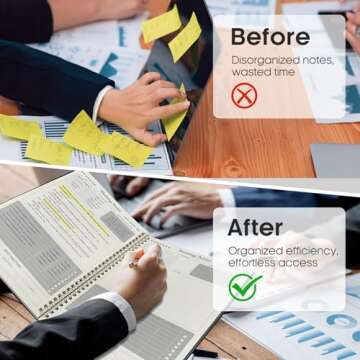 Meeting Notebook For Work Organization - Work Planner Notebook With Action Items, Agenda Planner For Note Taking, 160Pages (6.9" X 9.9") Project Planner For Men & Women - Black