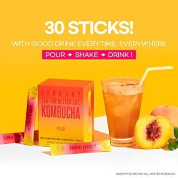 SUNMANC Kombucha 30 packets, Sparkling Probiotic Fermented Drink, Convenient Powdered Drink Mix, Tea...
