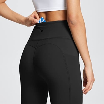 BALEAF Workout Leggings for Women Tummy Control with Pockets High Waisted Athletic 7/8 Ultra Soft Gym Yoga Petite Ankle Pants Black S