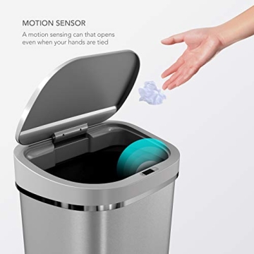 NINESTARS Touchless Infrared Motion Sensor Trash Can
