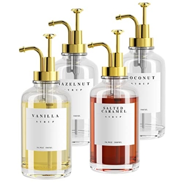 Stylish TIMIFTE Coffee Syrup Dispenser Set with Labels