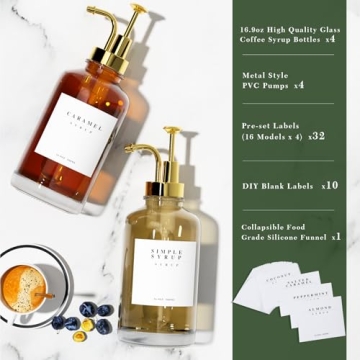 Stylish TIMIFTE Coffee Syrup Dispenser Set with Labels