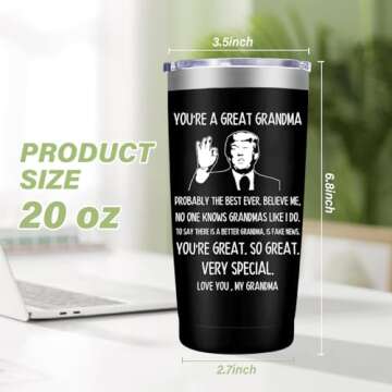 MFGNEH Grandma Gifts, 20 oz Black Tumbler - Perfect for Any Occasion!