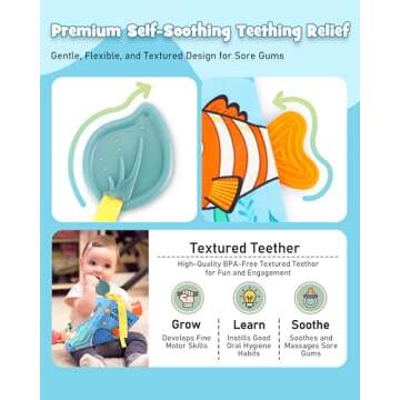 Crinkle Books for Babies | Baby Books with Teethers | Early Learning Stroller Toy | Touch and Feel B...