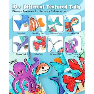 Crinkle Books for Babies | Baby Books with Teethers | Early Learning Stroller Toy | Touch and Feel Baby Books | Crinkle Toys for Baby | Baby Toys 6-12 Months | Soft Books for Babies 0-12 Months