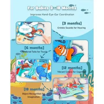 Crinkle Books for Babies | Baby Books with Teethers | Early Learning Stroller Toy | Touch and Feel Baby Books | Crinkle Toys for Baby | Baby Toys 6-12 Months | Soft Books for Babies 0-12 Months