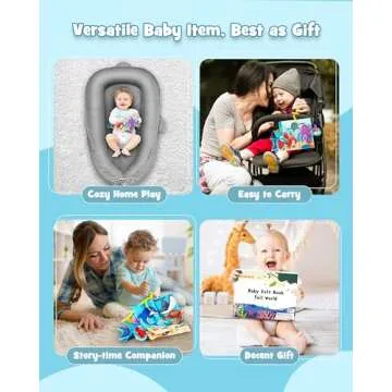 Crinkle Books for Babies | Baby Books with Teethers | Early Learning Stroller Toy | Touch and Feel Baby Books | Crinkle Toys for Baby | Baby Toys 6-12 Months | Soft Books for Babies 0-12 Months