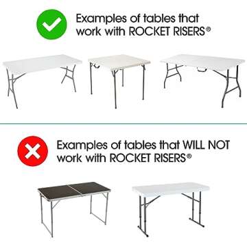 Rocket Risers - Elevate Folding Tables to Counter Height Easily - Set of 4