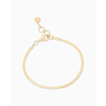 gorjana Women’s Venice Mini Bracelet, 18K Gold Plated, Adjustable Herringbone Chain with Lobster Clasp
