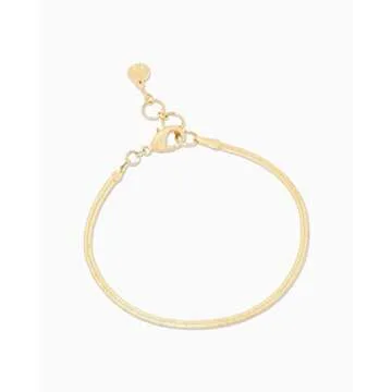 gorjana Women’s Venice Mini Bracelet, 18K Gold Plated, Adjustable Herringbone Chain with Lobster C...