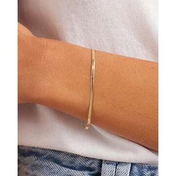 gorjana Women’s Venice Mini Bracelet, 18K Gold Plated, Adjustable Herringbone Chain with Lobster Clasp