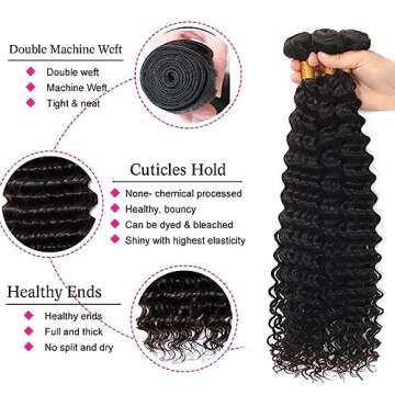 Deep Wave Bundles Human Hair - 3 Pack 100% Virgin Brazilian Hair 26 28 30 Inch