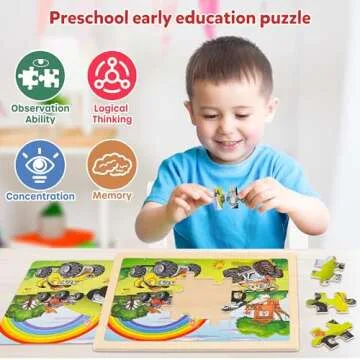 SYNARRY Large Wooden Monster Truck Puzzles for Kids Gift Box(12.2*9.4 in) - FSC Certified, 24 Piece Puzzles for Toddlers 3-5, Wood Puzzles for Kids Ages 4-6, Toys Gifts for 3 4 5 6 Year Old Boys Girls
