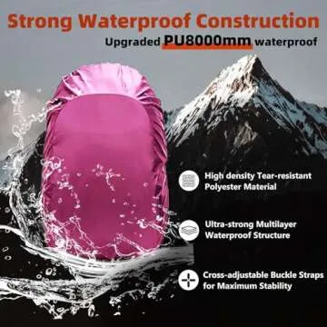 Frelaxy Waterproof Backpack Rain Cover, 8000mm Waterproof Level, Upgraded Ultra-Strong Multilayer Structure, Antislip Cross Buckle Strap, Ultralight Compact Portable, for Hiking, Camping, Traveling