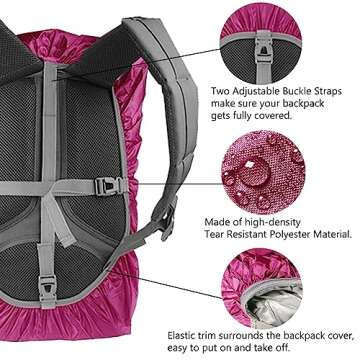 Frelaxy Waterproof Backpack Rain Cover, 8000mm Waterproof Level, Upgraded Ultra-Strong Multilayer Structure, Antislip Cross Buckle Strap, Ultralight Compact Portable, for Hiking, Camping, Traveling