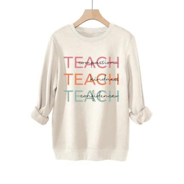 ZLXBLYYMZ Women's Teacher Pullover Fleece Lined Sweatshirt
