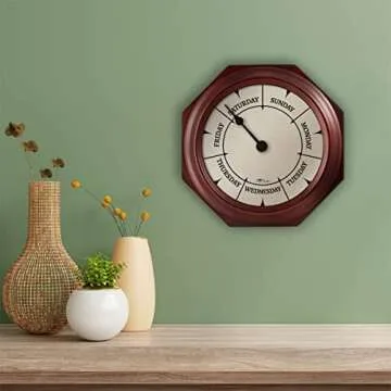 DayClocks Classic Day of The Week Wall Clock with Solid Wood Frame – Calendar Day Clock – Ideal Retirement Gift for Men & Women – Mahogany, 10"