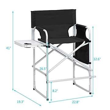 YANATTLYS 41'' Tall Portable Directors Chair with Table