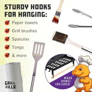 Grillzilla - Grill Armory - Magnetic Grill Caddy - BBQ Shelf Organizer and Tool Holder - Strong Magnetic Shelf for Gas Grills, Refrigerators, Ovens and More