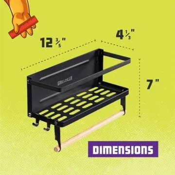 Grillzilla - Grill Armory - Magnetic Grill Caddy - BBQ Shelf Organizer and Tool Holder - Strong Magnetic Shelf for Gas Grills, Refrigerators, Ovens and More