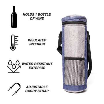 Single Bottle Wine Cooler Tote - Insulated Wine Carrier