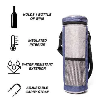 Single Bottle Wine Cooler Tote - Insulated Wine Carrier