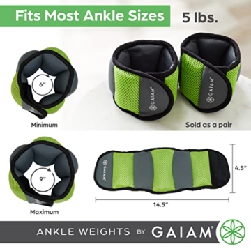 Gaiam Ankle Weights Adjustable Set for Resistance Training