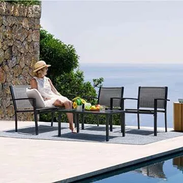 Devoko 4 Pieces Patio Furniture Set - Stylish Outdoor Garden Conversation Sets