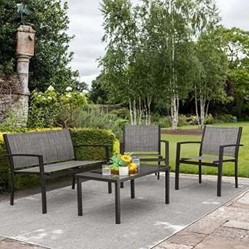 Devoko 4 Pieces Grey Patio Furniture Set Outdoor Comfort